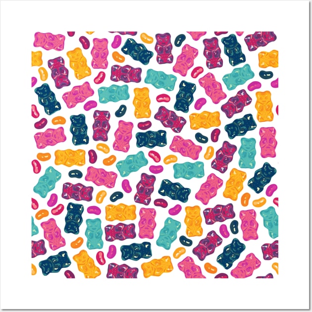 Sweet Jelly Beans & Gummy Bears Pattern Wall Art by XOOXOO